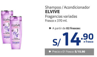 Plaza Vea Shampoo/ Acondicionador Elvive 370ml oferta