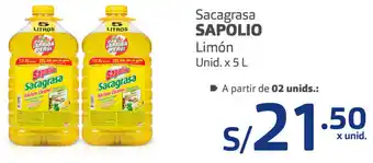 Plaza Vea Sacagrasa Sapollo Limón 5L oferta