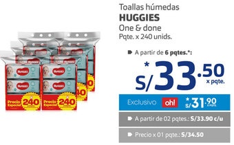 Plaza Vea Toallas Húmedas Huggies One & Done 240 Unids oferta