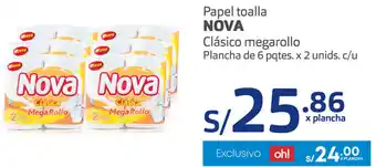 Plaza Vea Papel Toalla Nova 6 pqtes x 2 Unids c/u oferta