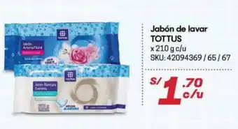 Hiperbodega Precio Uno Tottus Jabon de lavar x 210g oferta