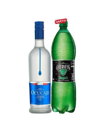 Pisco ocucaje gota italia 700ml evervess 1.5lt