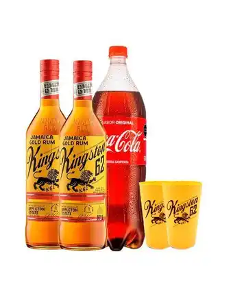Sumon Licores Ron kingston gold 750ml x2 + coca cola 1.5lt + vasos oferta