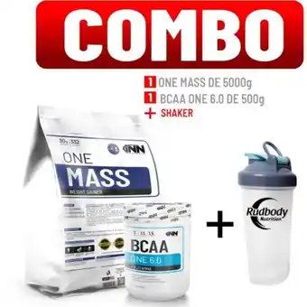 Platanitos Innovate nutrition combo innovate nutrition - one mass 5 kg. vainilla + bcaa one 6.0 500 gr. fruit punch + shaker oferta