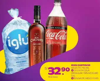 Tambo Ron Cartavio 750ml + 01 Coca Cola 1,5L + Bolsa de Hielo 1,5kg oferta