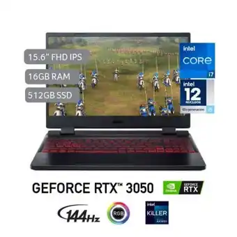 Hiraoka Laptop gamer acer an515-58-79t1 15.6" intel core i7-12700h 512gb ssd 16gb ram oferta