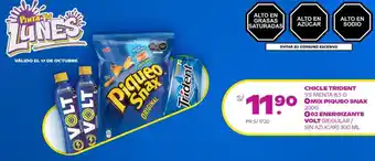 Tambo Chicle Trident 5'S/ Menta 8,5g + Mix Piqueso Snax 200g + 02 Energizante Volt 300ml oferta