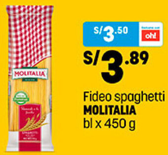 Plaza Vea Fideo Spaghetti Molitalia 450g oferta