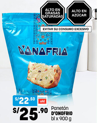 Plaza Vea Panetón D' Onofrio 900g oferta