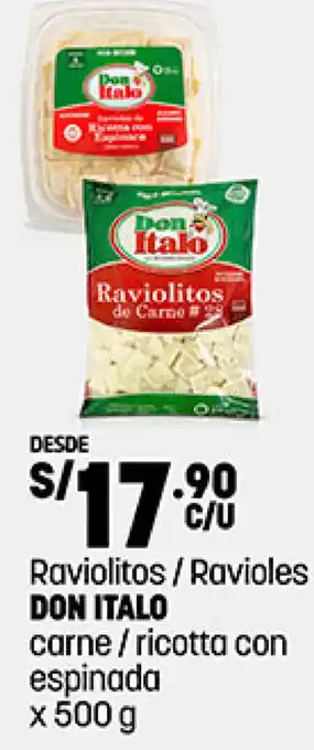 Plaza Vea Raviolitos /Ravioles Don Italo Espinada 500g oferta