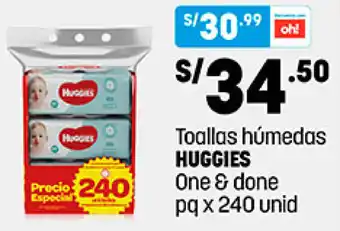 Plaza Vea Toallas Húmedas Huggies One & Done 240 Unids oferta