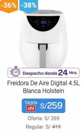 Promart Freidora De Aire Digital 4,5L Blanca Holstein oferta
