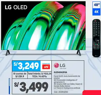 Plaza Vea LG OLED48A2PSA oferta