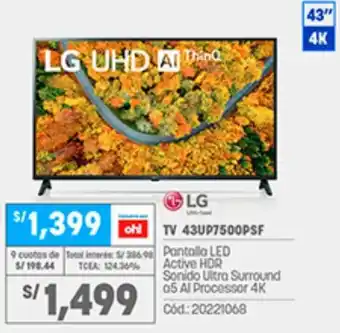 Plaza Vea LG UHD AI ThinQ 43" oferta