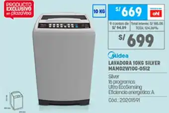 Midea Lavadora 10kg Silver MAM)2W10G-0512 Silver