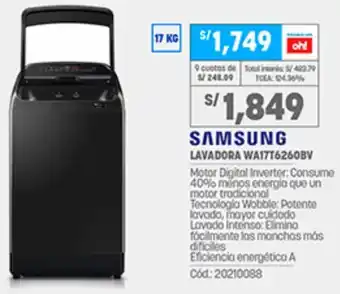 Plaza Vea Samsung Lavadora WA17T6260BV 17kg oferta