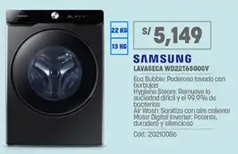 Plaza Vea Samsung Lavaseca WD22T6500GV oferta