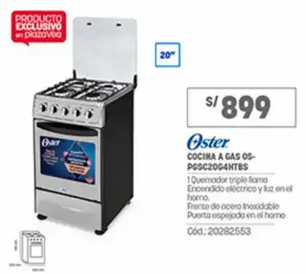 Plaza Vea Oster Cocina a Gas Os PGSC20G4HTBS oferta