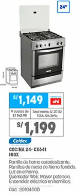 Plaza Vea Coldex Cocina 24-CX641 Inox oferta