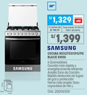 Plaza Vea Samsung Cocina NX52T5311PS/PE Black SM0G oferta
