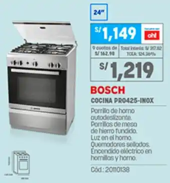 Plaza Vea Bosch Cocina PRO425-Inox oferta