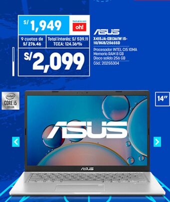 Plaza Vea Asus Laptop 14" oferta