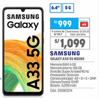Plaza Vea Samsung Galaxy A33 5G Negro oferta