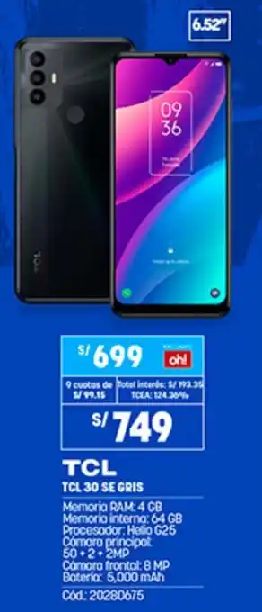 Plaza Vea TCL 30 SE Gris oferta