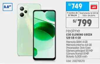 Plaza Vea Realme C35 Glowing Green 128GB 4GB oferta