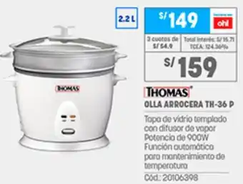 Plaza Vea Thomas Olla Arrocera TH-36 P oferta