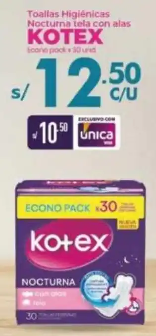 Vega Kotex Toallas Higiénicas Nocturna Tela co Alas 30 Unid oferta