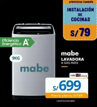 Tiendas EFE Mabe Lavadora a Gas Inox 9kg oferta