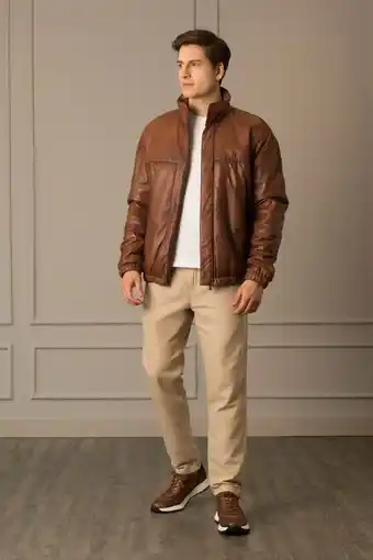 Vélez Casaca cuero bomber calafate para hombre abullonada oferta