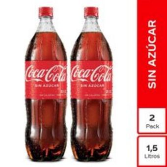 Metro Twopack gaseosa coca cola sin azúcar botella 1.5l oferta