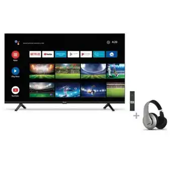 Hiraoka Tv miray led uhd 4k smart 43" mk43-t1000bt + audífonos miray am-8677b-g over ear gris oferta