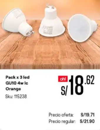 Promart Pack x 3 Led GU10 4w IC Orange oferta