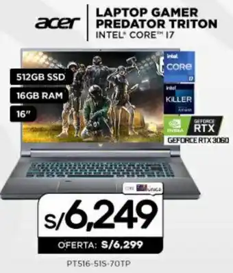 La Curacao Acer Laptop Gamer Predator Triton Core i7 16" oferta