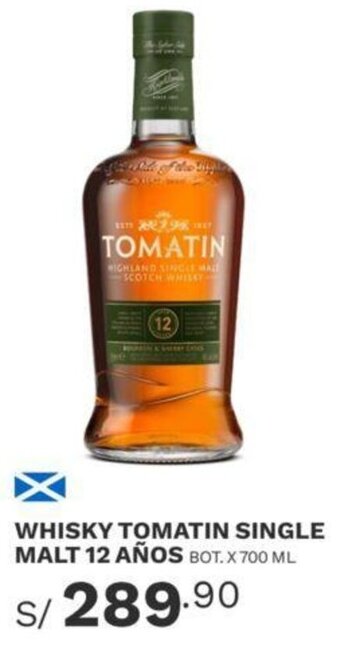 Wong Whisky Tomatin Single Malt 12 Años 700ml oferta