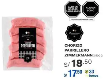 Wong Chorizo Parrillero Zimmermann 500g oferta