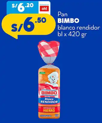 Plaza Vea Pan Bimbo Blanco Rendidor 420g oferta