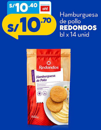 Plaza Vea Hamburguesa de Pollo Redondos bl x 14 Unid oferta
