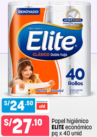 Plaza Vea Papel Higiénico Elite Económico pq x 40 Unid oferta