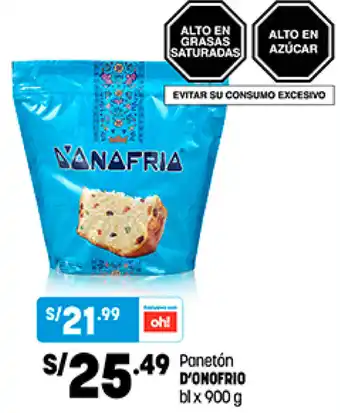 Plaza Vea Panetón D' Onofrio 900g oferta