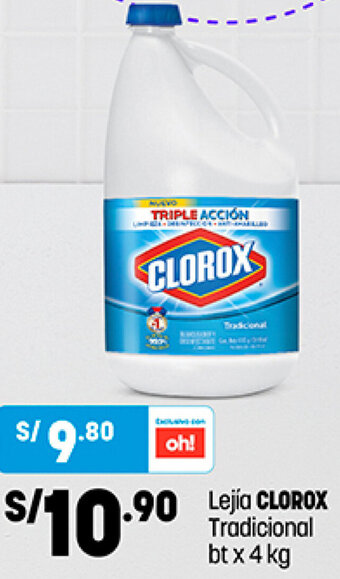 Plaza Vea Lejia Clorox Tradicional 4kg oferta