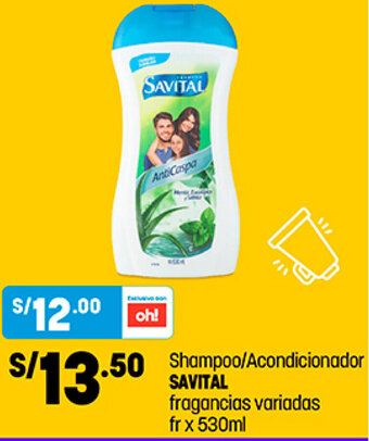 Plaza Vea Shampoo/ Acondicionador Savital Fragancias Variadas 530ml oferta
