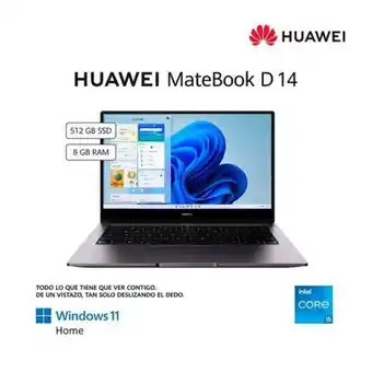 Hiraoka Laptop huawei matebook d14 nobeld-wdh9d 14" fhd ips intel core i5-1135g7 512gb ssd 8gb ram windows 11 home oferta