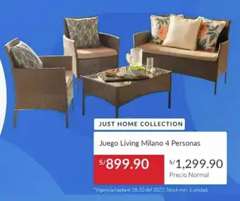 Sodimac Just Home Collection Juego Living Milano 4 Personas oferta