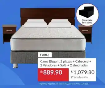 Sodimac Forli Cama Elegant 2 Plazas + Cabecera + 2 Veladores + Sofá + 2 Almohadas oferta