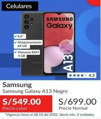 Sodimac Samsung Galaxy A13 Negro oferta