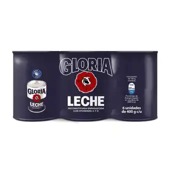 Tottus Six pack leche gloria reconstituida 400 g oferta